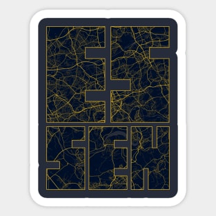 Essen, Germany City Map Typography - Gold Art Deco Sticker